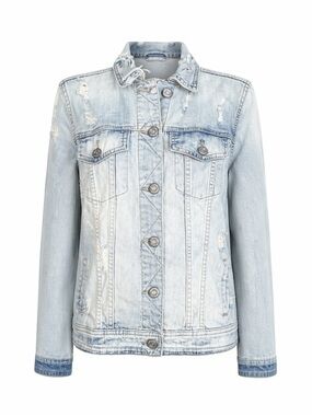Aeropostale Women's Light Wash Distressed Denim Jean Jacket Size XS